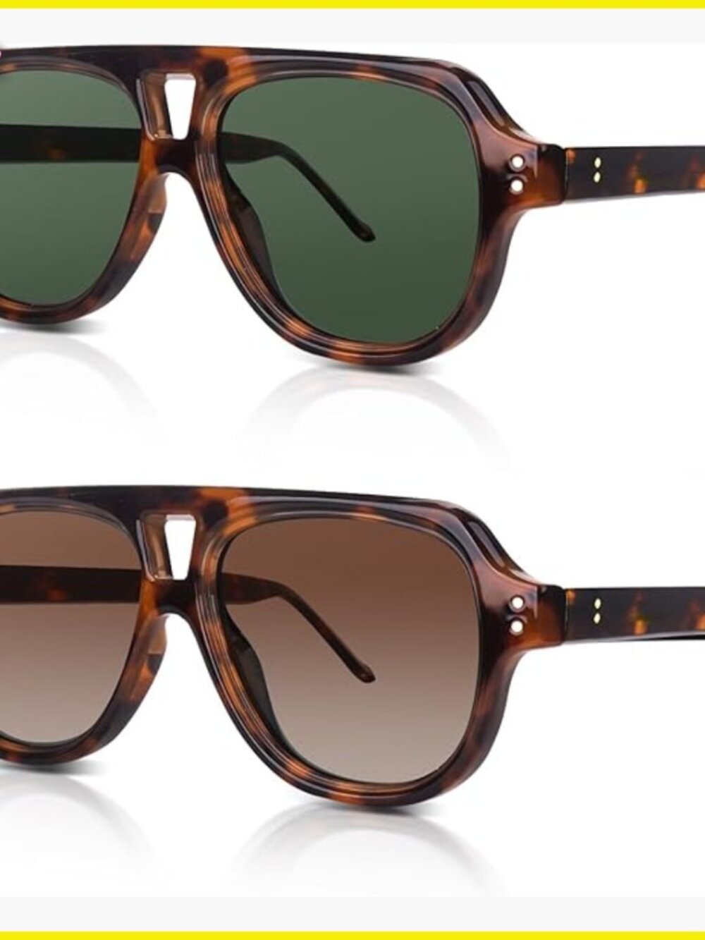 Retro Square Aviator Sunglasses Polarized Flat Top Frame 70s Vintage Style